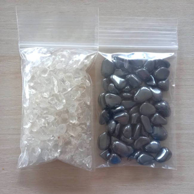 Oplaadsteentjes Hematiet + Bergkristal Getachyoniseerd 2 x 65 gram